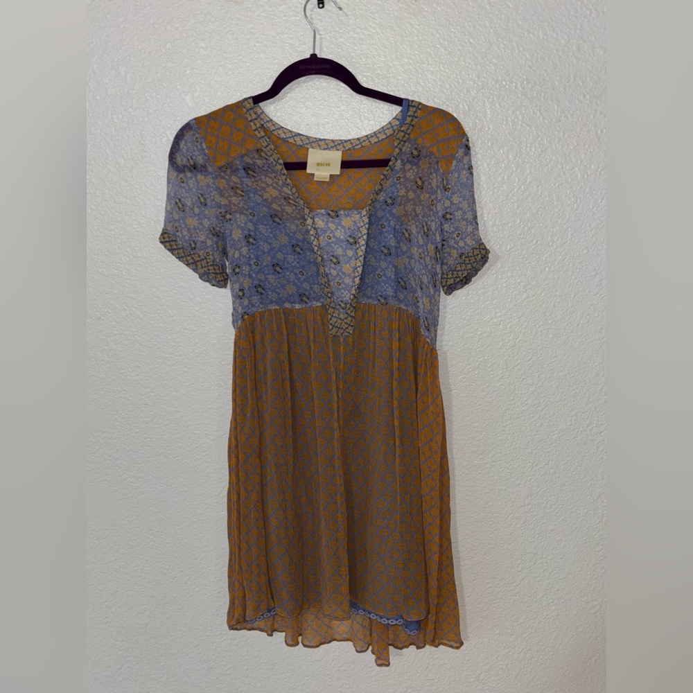 Maeve Blue and Brown Patterned Dress